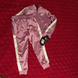 2 piece satin rush fuscia Nike jogging suit